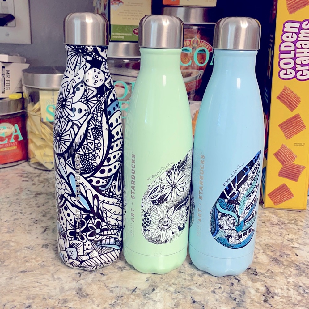Set of 3 Starbucks S’Well water bottles